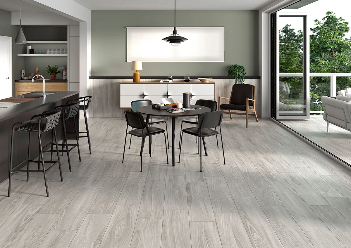 Wood look porcelain kitchen tile