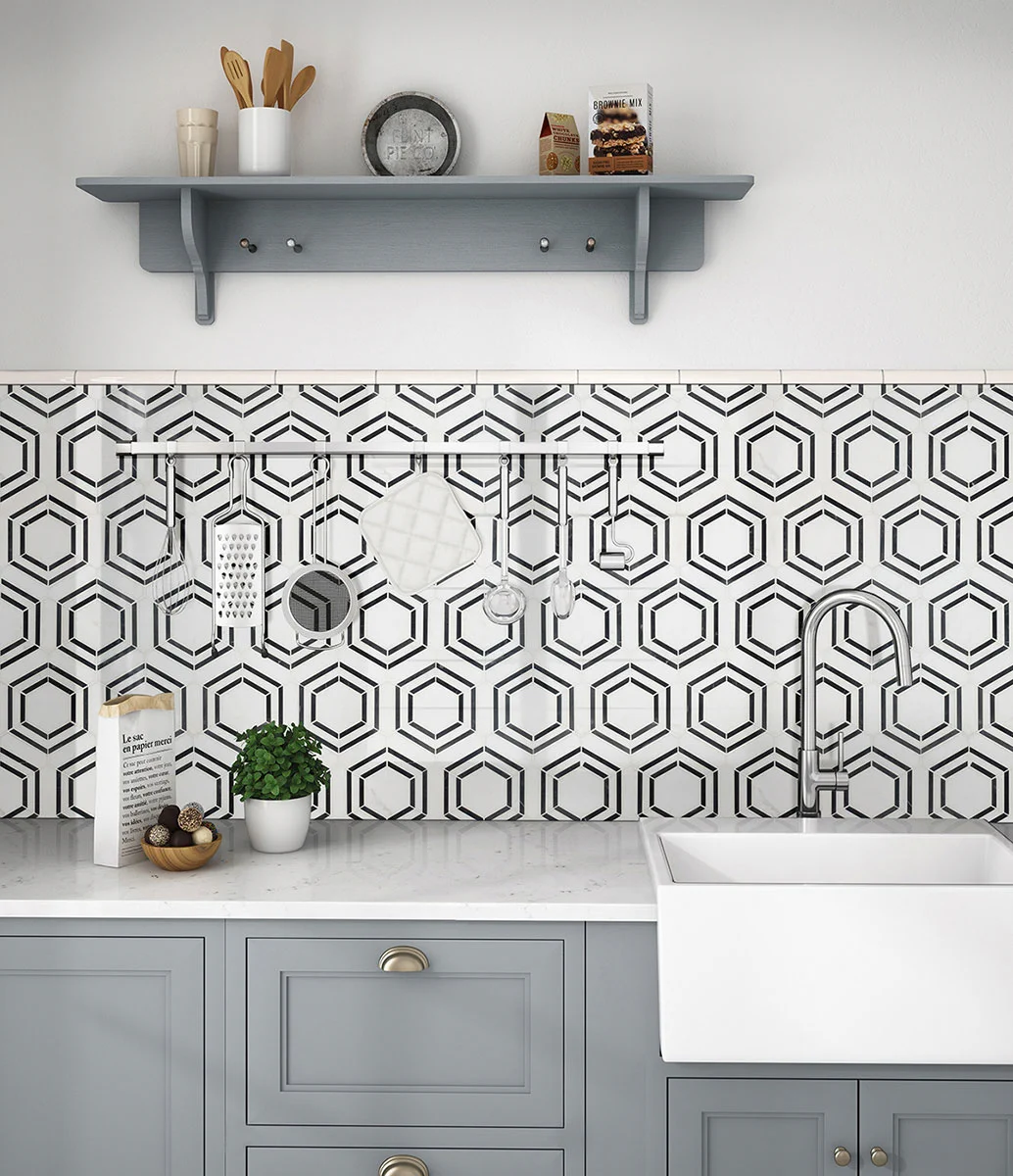 Geometric backsplash tile